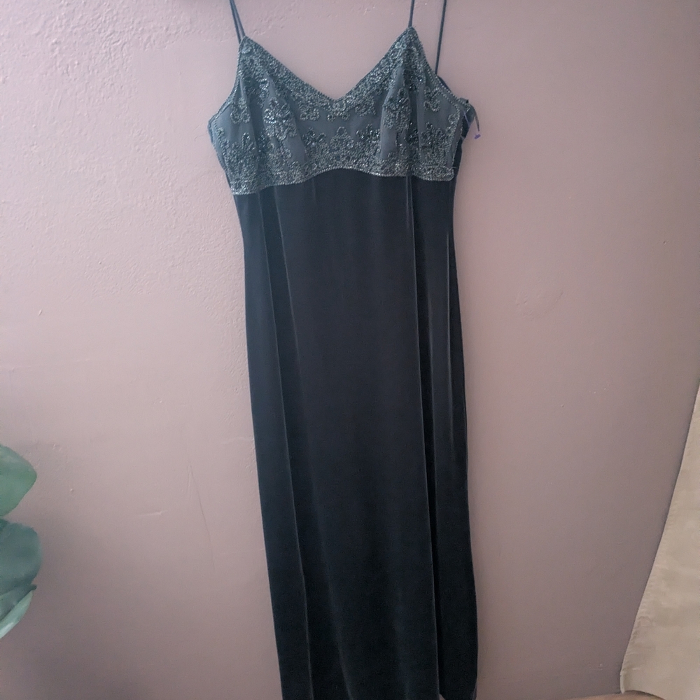 Rhapsody  Velvet Maxi Dress with Lace Bodice